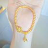 Pulsera de Flor de Loto de Seis Fases Shajin Método Antiguo Herencia Chapado en Oro Cobre Hilo de Mano de Perla Redonda de 4 mm Mismo Tienda de Oro Pieza de Mano Fu Zi