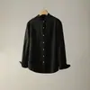 Nova camisa de linho-tencel estilo chinês com gola alta, manga longa, outono vintage elegante, estilo bolso old money, camisa versátil para homens e mulheres