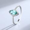 Anillo de plata S925 con letras de moda para mujer, estilo femenino, anillo de plata S925 con incrustaciones de circonita verde para mujer, Nuevo
