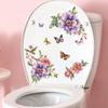 Adesivos de Vaso Sanitário Flor Borboleta Adesivos de Parede Frescos Adesivos de Parede para Vaso Sanitário Vaso Sanitário Adesivos para Porta de Geladeira Armário Adesivos à Prova d'Água
