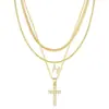 Amazon Transfronterizo Nuevo Collar con 26 Letras Iniciales Moda Colgante de Cruz Personalizado Collar Multicapa Joyería para Mujer