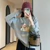 Sudadera de algodón tipo rizo, estilo coreano, reductora de edad, alta calidad, con estampado de cachorro pintado a mano, cuello redondo, estilo corto, nueva colección de otoño para mujer G0908W