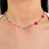 Collar Anillo Floral Colorido de Acero Inoxidable con un Sencillo Diseño Nuevo de Perlas, Anillo Abierto Ajustable para Dedo Índice para Mujeres