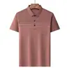 Camiseta de Verão do Papai Camiseta de Manga Curta para Homens de Meia-Idade Top com Gola de Seda e Algodão Roupas para Pessoas de Meia-Idade e Idosos Roupas Masculinas de Vovô