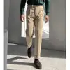 Calça de Terno de Veludo Cotelê Naples Masculina de Inverno, Estilo de Negócios Britânico Masculino, Caimento Fluido, Sem Amassar, Calça Longa de Corte Reto, Tendência