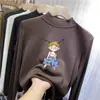 Camisa Base Feminina de Veludo Manga Longa Outono e Inverno Nova Infantil Meia-Gola Quente e Estilosa Camiseta Interna Dupla Face