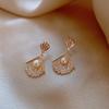 Pendientes sencillos de plata S925 con diseño de nicho coreano, combinables con todo, de celebridades de Internet, con perlas y diamantes para mujer.