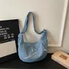 Bolsa jeans para mulheres, bolsa transversal simples de grande capacidade 2026, bolsa de ombro casual versátil, bolsa de bolinho vintage para o dia a dia