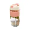 Vaso de agua de doble compartimento de moda, vaso portátil colorido con popote, taza para café con leche, vaso para jugo, vaso de regalo