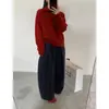 Suéter de Alta Gama para Mujer, Tejido de Punto con Cuello Alto y Botones, Suéter Pulóver Holgado Estilo Perezoso, Top que Reduce la Edad