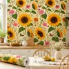 Impresión UV autoadhesivo sticker de pared Flores de girasol amarillas Decoración de cocina y comedor Personalización por imagen Venta al por mayor