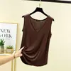 Camiseta sin mangas de verano holgada de talla grande para mujer, con escote en V bajo, versátil para usar en capas o sola, hecha de tela modal