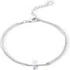 Pulsera Doble Cadena Cruz Colgante Transfronteriza Cadena de Cuentas Personalizada Cadena Negra con Cruz de Corte Corazón Pulsera para Mujer Joyería
