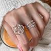 Anillo de nariz de cerdo con flor grande calada Moda minimalista para mujer personalidad simple versátil anillo para dedo índice apilable