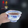 Taza de té azul y blanco con patrón de bambú pintada a mano, taza maestra de cerámica de Jingdezhen, taza individual para degustación de té, juego de té kung fu, artículo de regalo