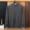 Suéter de Cachemir 100% Puro para Hombre Bai Cai Rong, Cuello Alto Medio, Tejido de Lujo Ligero, Casual de Negocios, Top de Punto Cálido para Otoño e Invierno