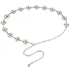 Cadena de Cintura de Cuatro Hojas Redonda de Pedrería a la Moda para Mujer, Cadena Versátil para Vestido, Cadena para Jeans, Cinturón de Metal para Mujer