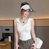 Colete sem mangas com zíper e capuz estilo hot girl americano para mulheres, design de verão, top estiloso e que afina 26209