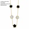 Nuevo Conjunto de Tres Piezas de Lujo de Nicho de Alta Gama, Collar, Pulsera y Pendientes de Acero de Titanio con Trébol de Cinco Hojas de Doble Cara para Mujer, Venta al por Mayor Transfronteriza