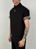 2026 Verano Nuevo Estilo Estilo Old Money Cuadros Patchwork Solapa Manga Corta Camisa para Hombre Holgada Casual Transpirable Camisa Chaqueta