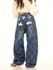 Jeans de Estilo Callejero Sexy a Cuadros Lavados Retro Americano Pantalones a Cuadros Nuevos Otoño e Invierno 2025