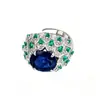 Nuevo Anillo Abierto Estilo Europeo y Americano para Mujer con Piedras Preciosas de Colores Simuladas Circonita Incrustada Moda de Lujo Ligero Personalidad Anillo de Dedo Joyería