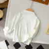 Roupa Unissex Infantil para Primavera e Outono Camiseta Bebê Estilosa Personalidade Infantil Marca Tendência Estilo Coreano Lã Alemã Gola Meio Alta Cor Sólida Camisa Base