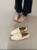 Mocasines Planos Retro Negros para Mujer, Novedad Primavera 2026 Estilo Británico de Punta Cuadrada Slip-On de Piel