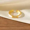 Anillo H de Letra de Venta Caliente Transfronterizo para Mujer de Cobre Dorado Chapado Esmalte Ligero Lujo Exquisito Diseño Abierto Ajustable Anillo de Dedo al por Mayor