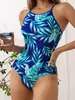 Nuevo Traje de Baño de una Pieza de Comercio Exterior Europeo y Americano para Mujer con Tirantes Espalda Descubierta Estampado de Carreras Profesional Traje de Baño para Vacaciones Transfronterizas de Amazon