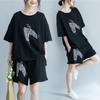 Traje de Pantalón Talla Grande Verano Nuevo Transfronterizo Camiseta de Manga Corta para Mujer Shorts Holgados de Pierna Ancha Casual Conjunto de Dos Piezas para Gorditas