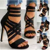 Sandalias de Tacón Alto de Gran Tamaño 35-43 para Mujer Exportación Transfronteriza Moda Verano 2023 Sandalias con Banda Elástica para Mujer Venta al por Mayor