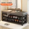 Nuevo modelo de zapatero para entrada de casa con banco para zapatos integrado, zapatero y banco para zapatos de interior de alta gama y lujo ligero, venta al por mayor