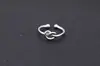 Anillo Abierto de Plata de Ley 925, Anillo Liso Simple con Forma de Corazón, Moda Coreana Exquisita Joyería Hueca de Plata de Ley al por Mayor