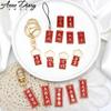 Gato de la Suerte Cuadrado Marca Aleación Goteo de Aceite DIY Accesorios para Joyería Rojo Buena Suerte Bendición Accesorios para Llavero