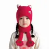 Gorro para Niños 2025 Nuevo Gorro de Lana de Invierno Bufanda Integrada Gorro con Protección para las Orejas Niños y Niñas Dibujos Animados Cálido Gorro de Punto