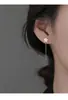 Nuevos pendientes de cadena cruzada de gardenia estilo coreano de Lanlan, pendientes colgantes florales creativos, pendientes largos esmerilados