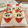 Decoración de Adornos para Pastel de Panda Gigante del Día Nacional 2026 Aniversario Grande Pegatinas Juveniles Inserciones Bandera Roja Pequeña Banderas