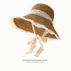Sombrero de Paja Japonés para Mujer Encaje Encaje Playa Estilo Hepburn Vacaciones Pequeño Fresco Protección Solar Sombrilla Sombrero de Sol Verano Venta al por Mayor