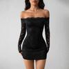 Vestido de encaje con hombros descubiertos y manga larga, ajustado, para mujer, novedad de primavera 2026, transfronterizo de Amazon Europa y América