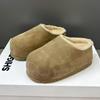 Zapatos Birkenstock de Ante de Lana de Cordero para Mujer, Nuevos de Suela Gruesa, que Aumentan la Altura, Forrados de Lana, Pantuflas Cálidas y Peludas para Mujer, Otoño e Invierno 2025