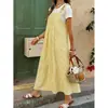 Nuevo Vestido de Tirantes Rayado Estilo Perezoso de Tallas Grandes de Amazon para Mujeres de Tallas Grandes, Holgado y Adelgazante, Vestido de Tirantes Casual de Longitud Media