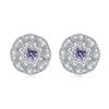 Brincos de moda europeus e americanos, brincos de prata 925, brincos redondos de zircônia, brocas de fileira, brincos de diamante completos, estilo ins, brincos de doze pedras de nascimento
