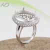 XD 13*18 anillo de cara de malla de plata 925 imitación diamante soporte de anillo de plata soporte de anillo vacío femenino DIY soporte de anillo de cera de abeja incrustada