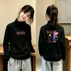 Nueva Camiseta de Manga Larga para Niñas Otoño e Invierno, Capa Base Térmica de Felpa Cálida, Cuello Medio Alto, para Niños Medianos y Mayores, Versátil Top Interior Cepillado