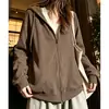 Sudadera con capucha estilo coreano para mujer, Otoño 2026, Nueva, Holgada, Casual, Adelgazante, Sensación relajada, Cárdigan, Chaqueta con cremallera
