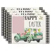 Mantel de Pascua transfronterizo lino patrón de huevo conejo impreso mantel de mesa fiesta atmósfera festiva vajilla decorativa