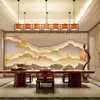 Papel de parede paisagem 3d moderno novo chinês estilo simples luxo leve decoração de parede de fundo sala de chá sala de estar papel de parede