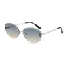 Gafas de Sol Retro sin Marco para Mujer, Gafas de Alta Gama con Forma Ovalada, Vacaciones en la Playa, Anti-UV, Tendencia de Gafas de Moda