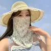 Mascarilla Solar de Verano Floral Pequeña Estilo Nuevo, Protección UV de Cara Completa, Mascarilla de Velillo Fino Cubre Rostro para Mujeres, Protección del Cuello